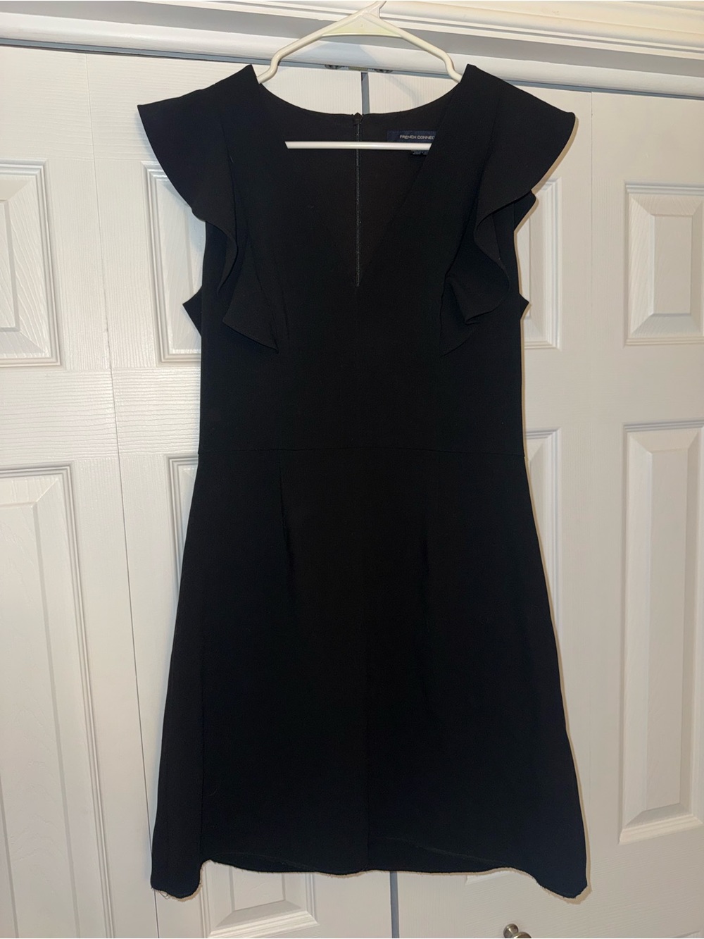 French Connection Black Ruffle Sleeve Mini Dress